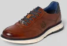 Bugatti Lage schoenen van leer met labeldetail model 'Don'