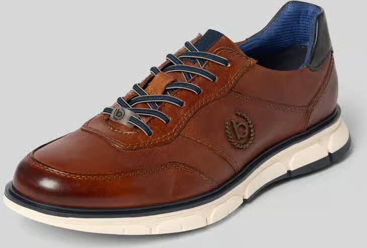 Bugatti Lage schoenen van leer met labeldetail model 'Don'