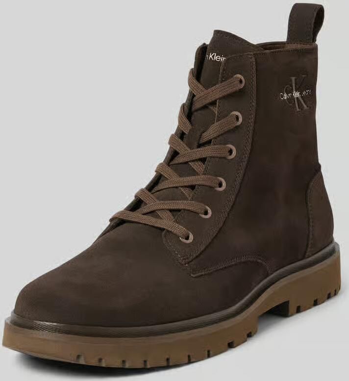 Calvin Klein Jeans Boots van leer met vetersluiting model 'EVA'