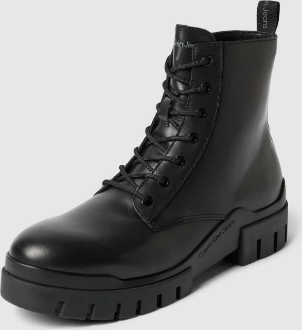 Calvin Klein Jeans Boots van leer met labeldetails model 'COMBAT'