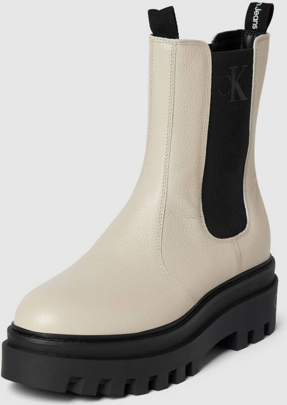 Calvin Klein Platte Vorm Hoge Chelsea Laarzen Beige Dames - Foto 6