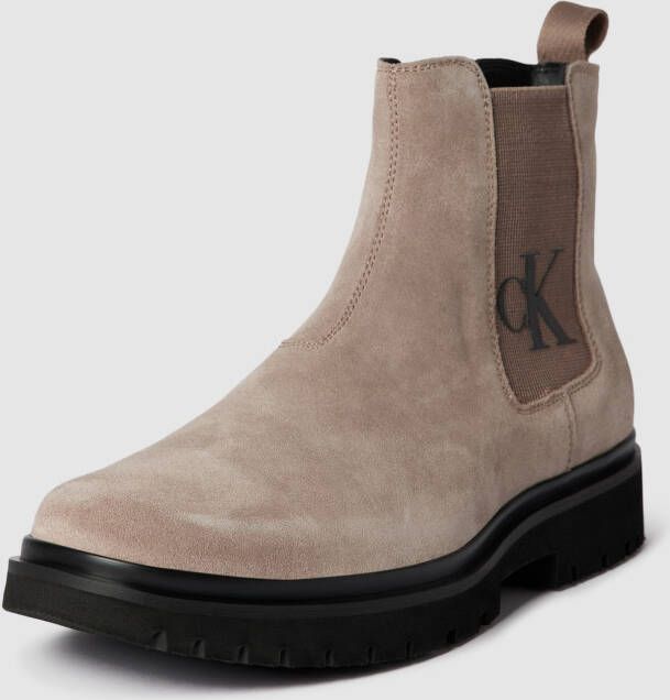 Calvin Klein Stijlvolle Zwarte Suède Chelsea Laarzen Beige Heren - Foto 7