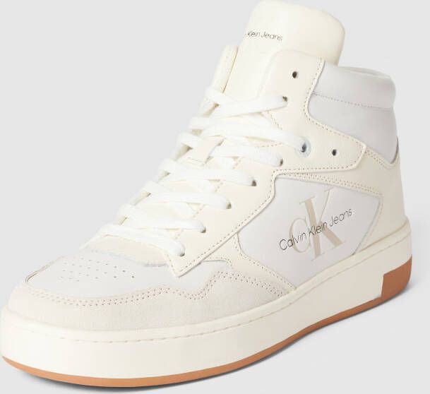 Calvin Klein Basket Cupsole Mid Mono Hoge sneakers Leren Sneaker Dames Wit - Foto 7