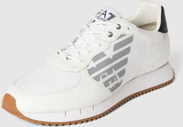 EA7 Emporio Armani Sneakers van leermix met labelprint model 'Basic Runner Eagle' - Foto 10