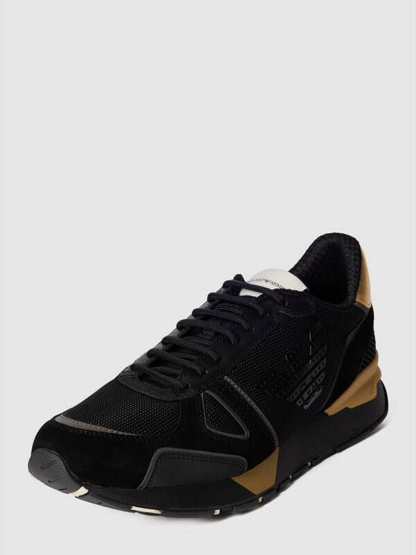 Emporio Armani Sneaker met contrastgarnering in metallic
