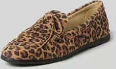 Espadrij Mocassins van leer in all-over look model 'MOCCASINS VELOUR LEO'