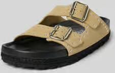 Espadrij Slippers van leer met reliëflogo model 'AMI'