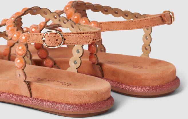 Alma en Pena Leren sandalen met siersteentjes