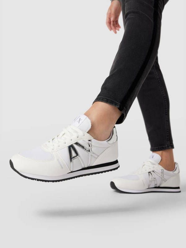 Armani Exchange Sneaker met contrastgarnering in metallic
