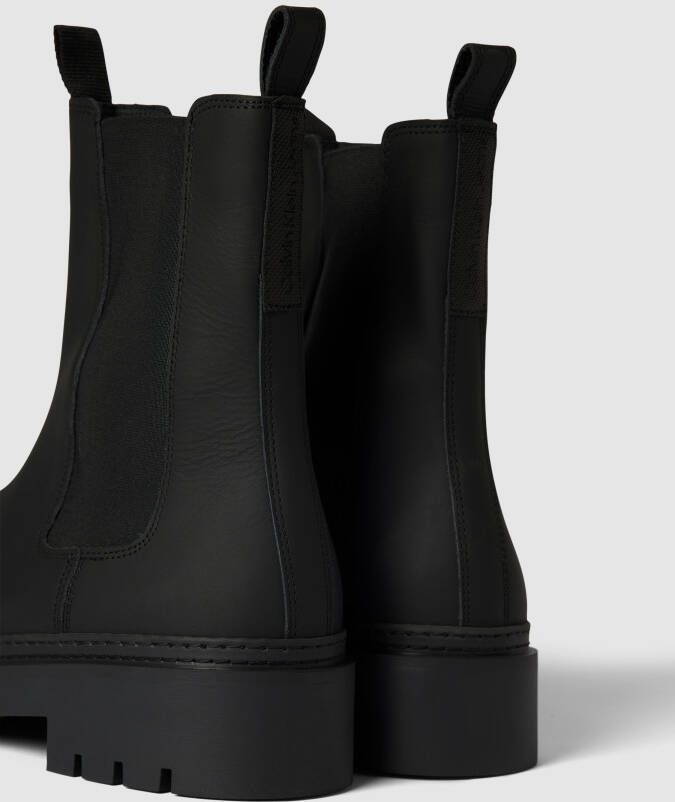 Calvin Klein Jeans Chelsea boots van leer met labeldetail model 'COMBAT HIGH'