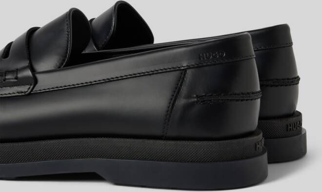 HUGO Penny loafers van leer met labeldetails model 'Chaol'