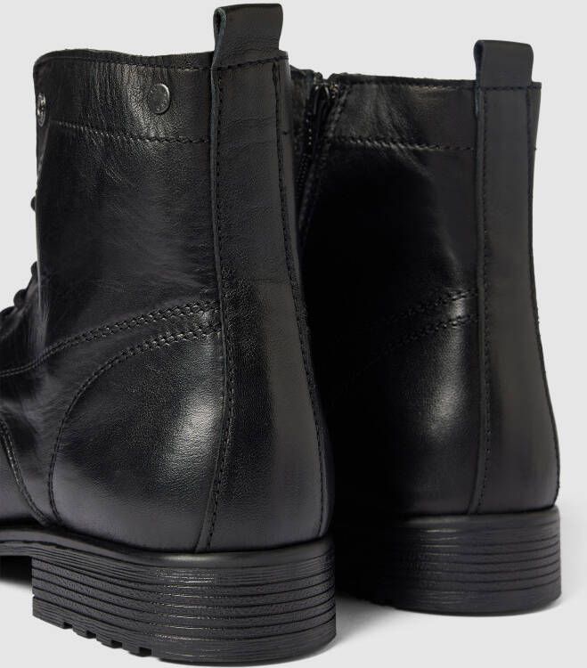 Jack & jones Veterboots van leer met siernaden model 'SHAUN'
