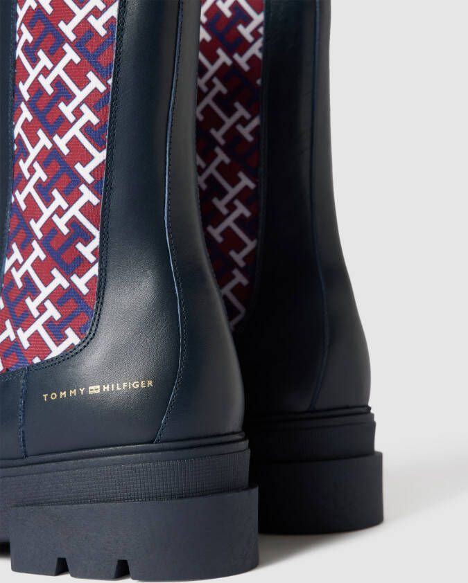 Tommy Hilfiger Chelsea boots van echt leer met logomotief