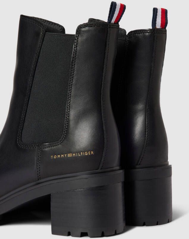 Tommy Hilfiger Chelsea boots van leermix met merkdetail in metallic