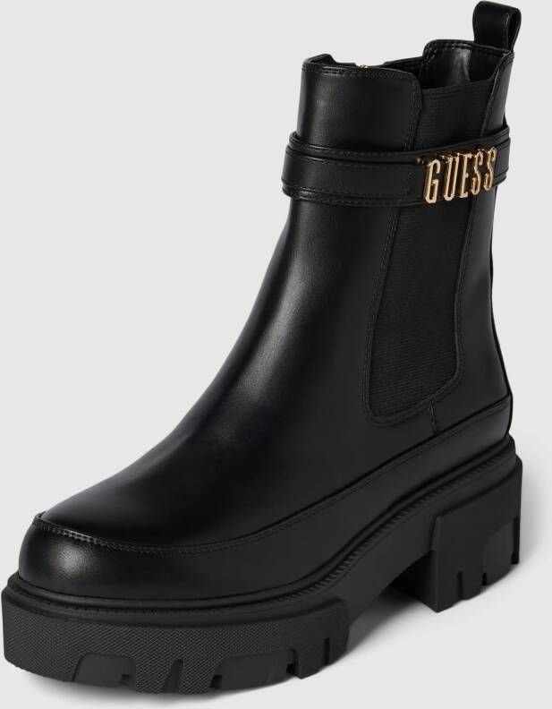 Guess PU Leren Laarzen Noir Tons Ronde Neus Sleehak Black Dames - Foto 9