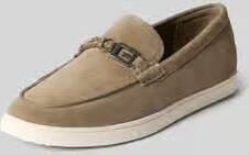 Guess Loafers van leer met bandje in vlechtlook model 'HEAWS'