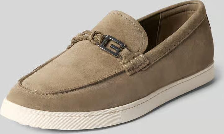 Guess Loafers van leer met bandje in vlechtlook model 'HEAWS' - Foto 6