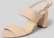 Högl Sandaaltjes van leer met blokhak