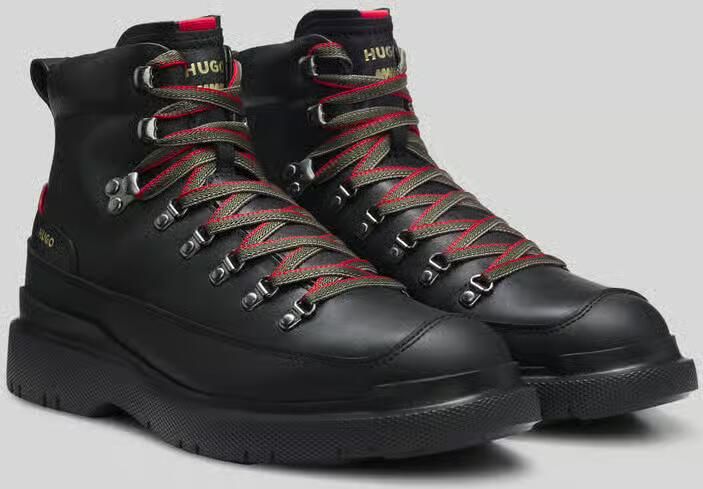HUGO Boots van kalfsnappa met profielzool