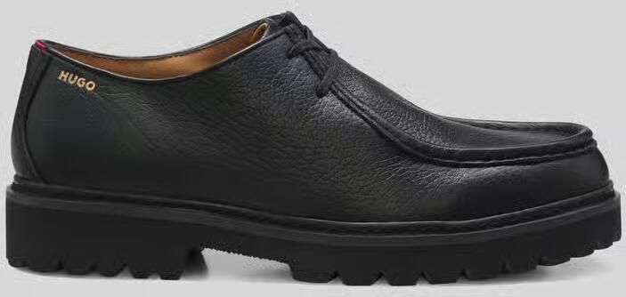 HUGO Veterschoenen van echt leer met label in reliëf
