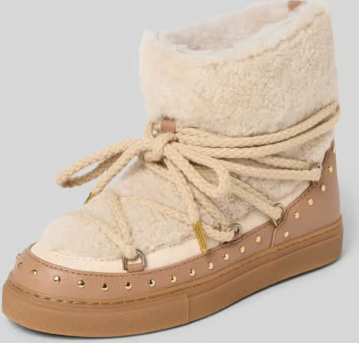 INUIKII Snowboots van leer met teddybont model 'CURLY ROCK'