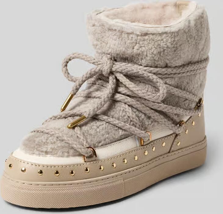 INUIKII Snowboots van leer met teddybont model 'CURLY ROCK'