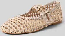 Inuovo Ballerina's van leermix in vlechtlook