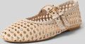 Inuovo Ballerina's van leermix in vlechtlook - Beige