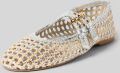 Inuovo Ballerina's van leermix in vlechtlook - Zilver