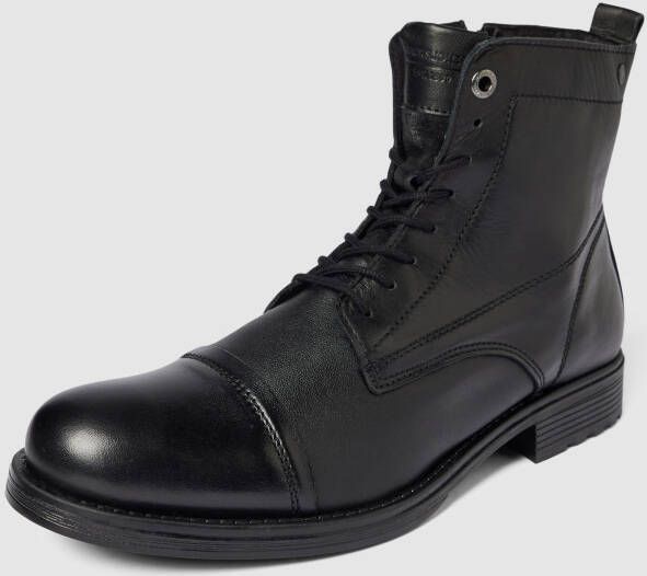 Jack & jones Veterboots van leer met siernaden model 'SHAUN'