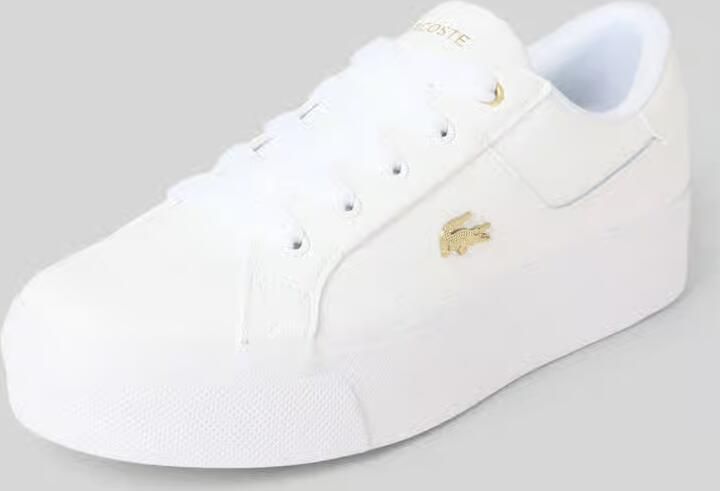 Lacoste Logo Sneakers Mat Leer Zijlabel In reliëf Brede Zool White Dames - Foto 11
