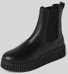 MARC O POLO Chelsea boots van stijlvol rundleer met geribbelde plateauzool