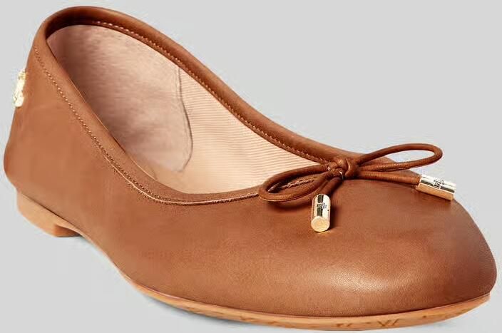 LAUREN RALPH LAUREN Ballerina Dames Jayna Flats Ballet Leer Bruin - Foto 11