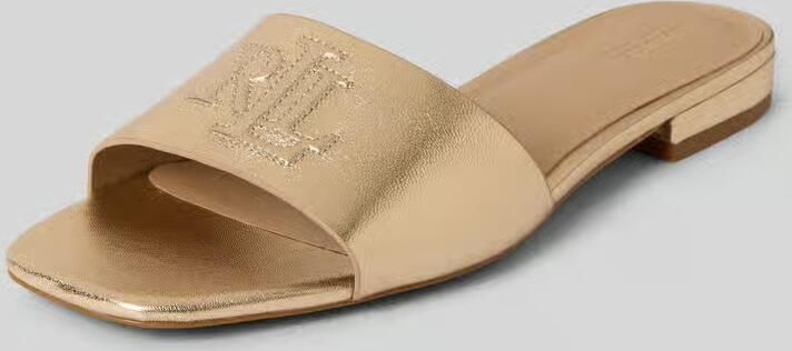 Lauren Ralph Lauren Slippers van leer met logodetail model 'EVERLY'