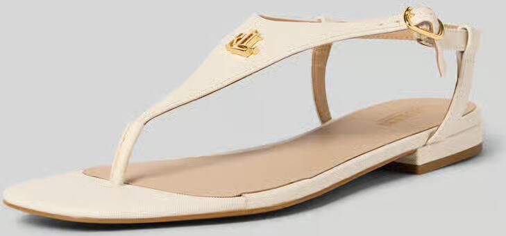 LAUREN RALPH LAUREN Dames Everley 2 Flat Sandal Textiel Wit - Foto 10