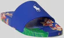 Polo Ralph Lauren Badslippers met all-over motief op de zool