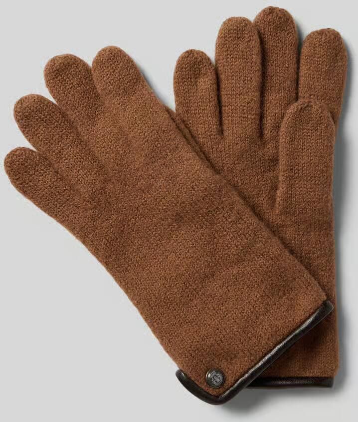 Roeckl Gewalkte handschoenen van scheerwol met wapenembleem
