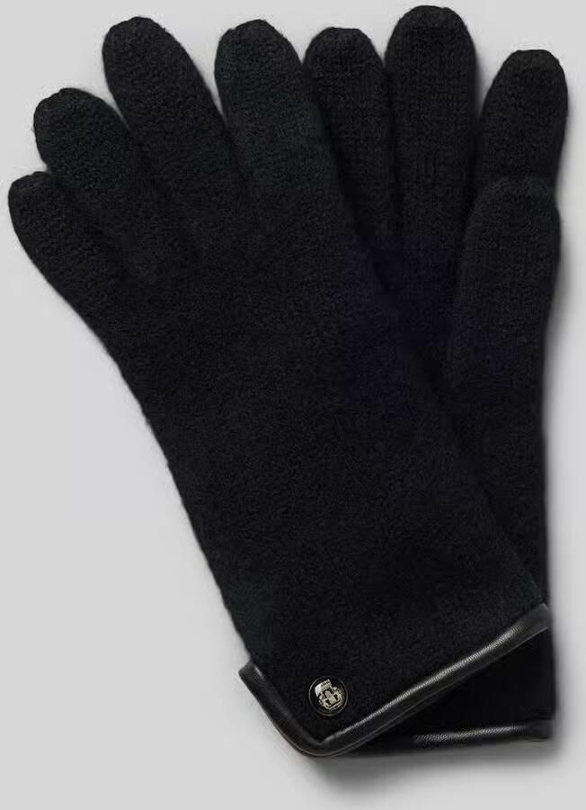 Roeckl Gewalkte handschoenen van scheerwol met wapenembleem