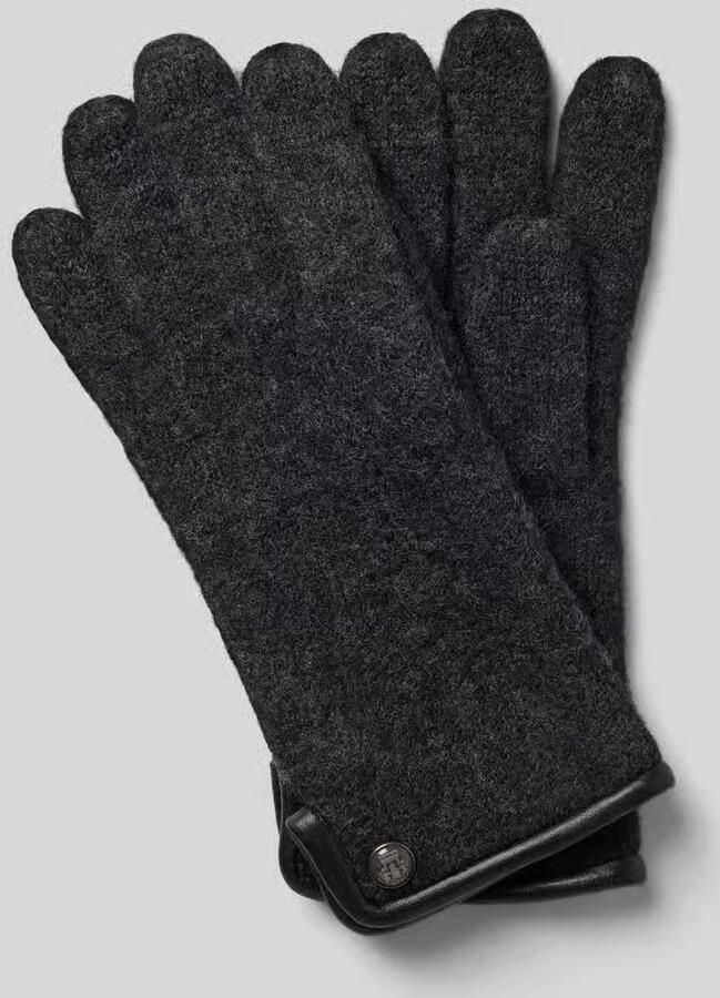 Roeckl Gewalkte handschoenen van scheerwol met wapenembleem