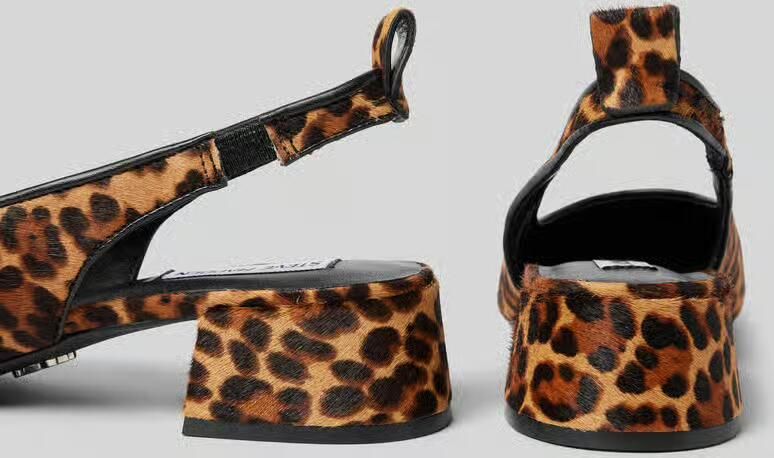 Steve Madden Smitten leren slingback pumps met panterprint cognac donkerbruin - Foto 8