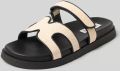 Steve Madden sandaaltjes van leer met klittenbandsluiting model 'Missile' - Ecru