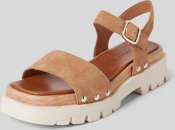 tamaris Sandalen van leer met plateauzool