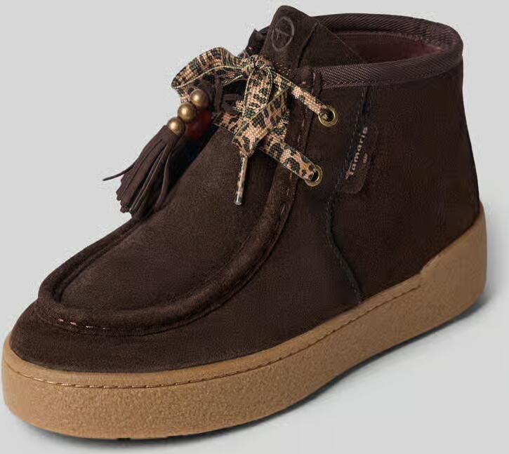 Tamaris dames leren hoge sneaker 1-25406-47-341 voor vrouwen boho-stijl taupe - Foto 11