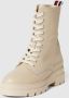 Bruin Tinten Monochromatic Lace Up Boot Veterboots Laarzen Met Veters Dames Beige - Thumbnail 4