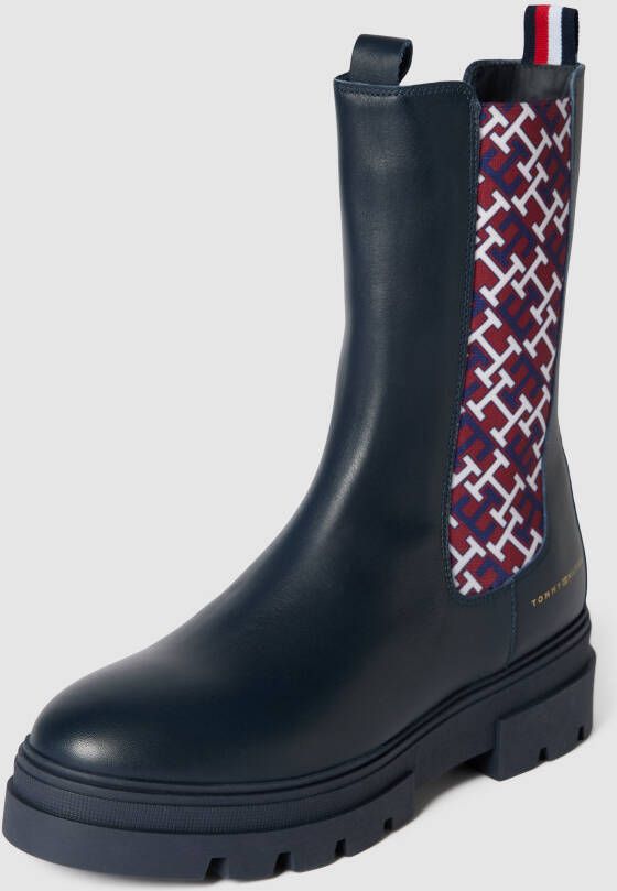 Tommy Hilfiger Chelsea boots van echt leer met logomotief