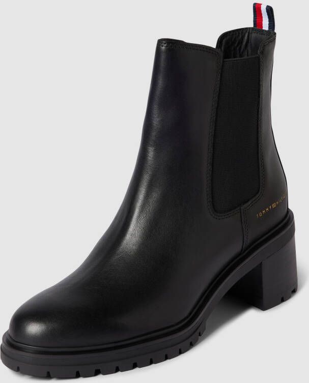 Tommy Hilfiger Chelsea boots van leermix met merkdetail in metallic