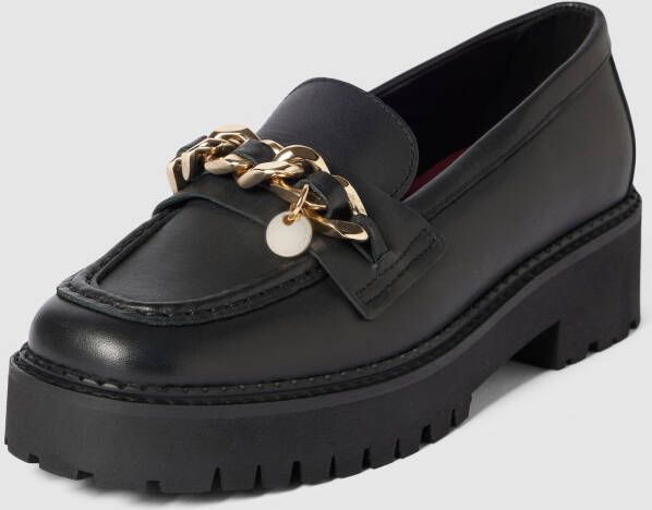 Tommy Hilfiger Pennyloafers in leer met labeldetail model 'CHAIN CHUNKY'