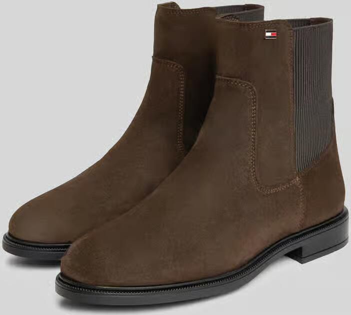 TOMMY HILFIGER Bruine Enkellaarsjes Enamel Flag Suede Ankle Chelsea - Foto 6
