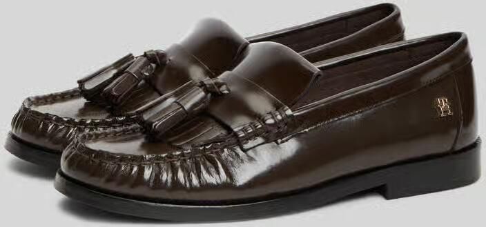 Tommy Hilfiger leren loafers met franjes donkerbruin - Foto 4
