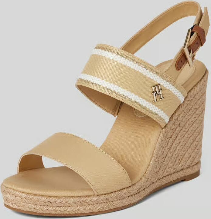 Tommy Hilfiger Sleehaksandaaltjes WEBBING HIGH WEDGE SANDAL zomerschoen sandaal wig hak met zij th-label - Foto 4